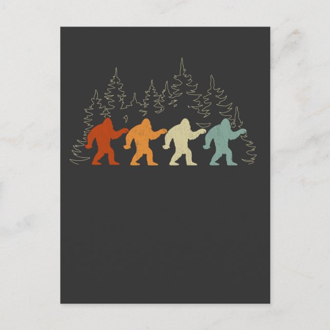 Vintager Bigfoot Wald Yeti Postkarte (Vorderseite)
