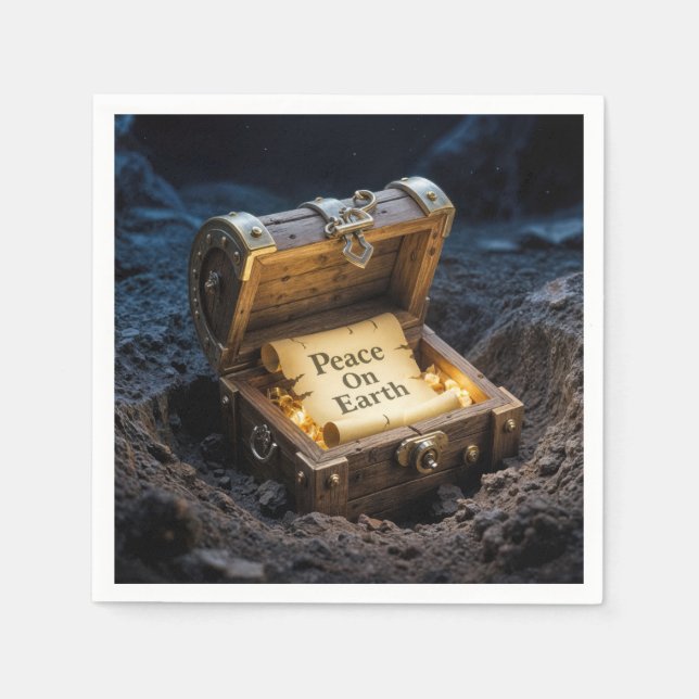 Vintager Bildlauf in einer Schatztruhe Serviette (Vorderseite)