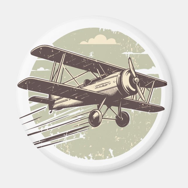 Vintager Biplane-Aviator Magnet (Vorne)