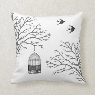 Vintager Birdcage-bloßes Kissen