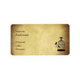 Vintager Birdcagestempel Adressaufkleber