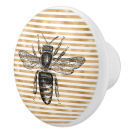 Vintager Black Queen Bee Stripe Keramik Knock Keramikknauf