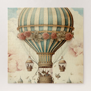 Vintager Bläserblauer Streifen Heißluftballon