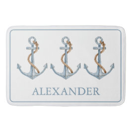 Vintager blauer Anker mit Personalisiertem Seil Badematte