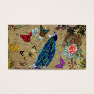 Vintager blauer bunter Pfau-niedlicher