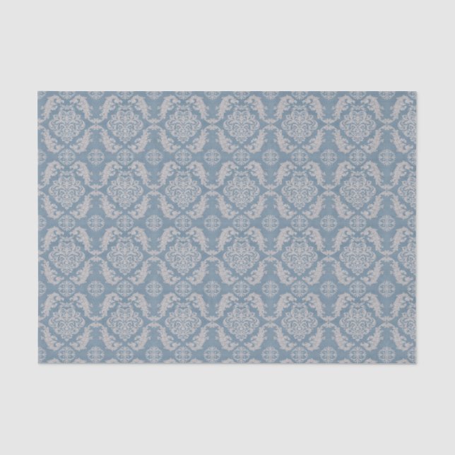 Vintager blauer Damast Seidenpapier (Vorderseite)