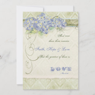 Vintager Blauer Hydrangea Blütenwirbel Damask Einladung