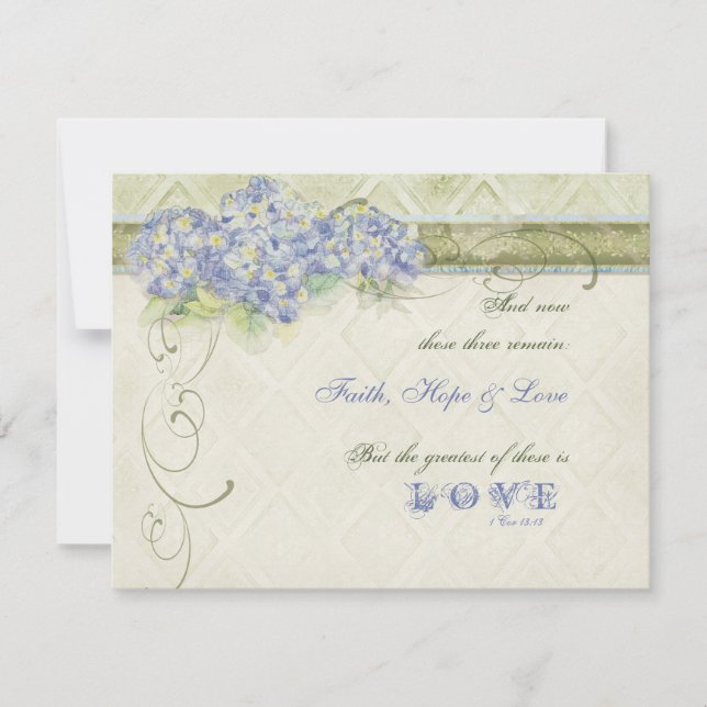 Vintager Blauer Hydrangea Blütenwirbel Damask Save The Date (Vorderseite)