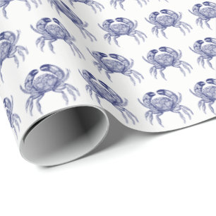 Vintager Blauer Krebs #1 Zeichne Geschenkpapier