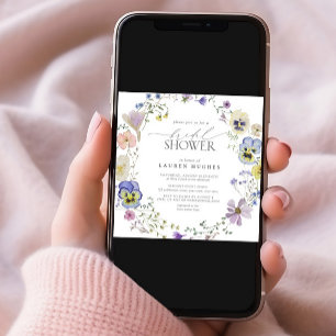 Vintager Blauer Lavendel Pressen Wildblume Dusche Einladung