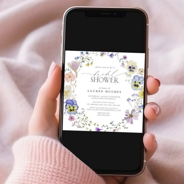 Vintager Blauer Lavendel Pressen Wildblume Dusche Einladung (Von Creator hochgeladen)