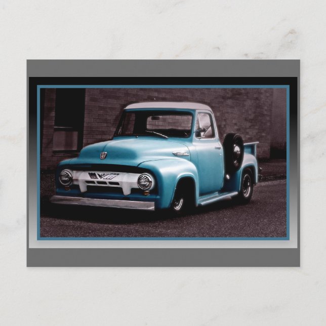 Vintager Blauer Lieferwagen Postkarte (Vorderseite)