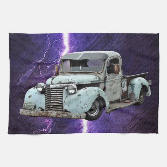 Vintager Blauer LKW Geschirrtuch (Horizontal)