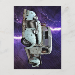 Vintager Blauer LKW Postkarte