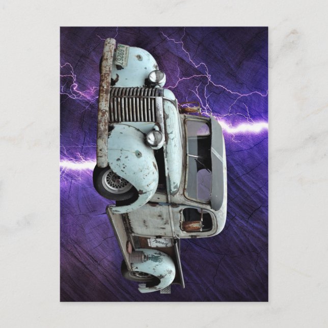 Vintager Blauer LKW Postkarte (Vorderseite)