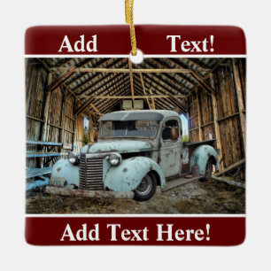 Vintager Blauer LKW Rustikale Keramik Keramikornament