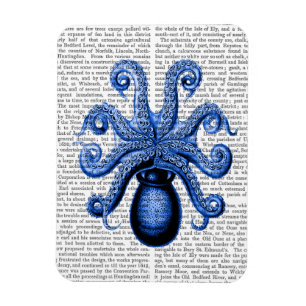 Vintager Blauer Oktopus 1 unter Magnet