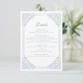 Vintager blauer Rahmen Elegante Hochzeitdetails Begleitkarte