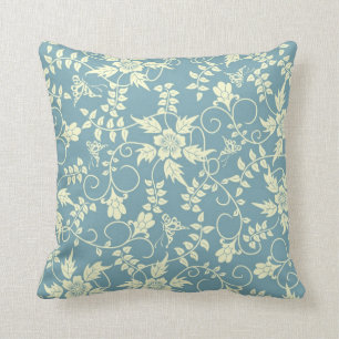 Vintager blauer Schmetterling Blumenthrowkissen Kissen