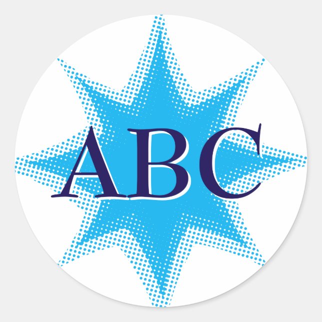 Vintager Blauer Stern mit benutzerdefiniertem Mono Runder Aufkleber (Vorderseite)