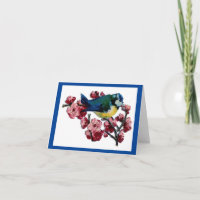 Vintager Blauer Vogel und Blume