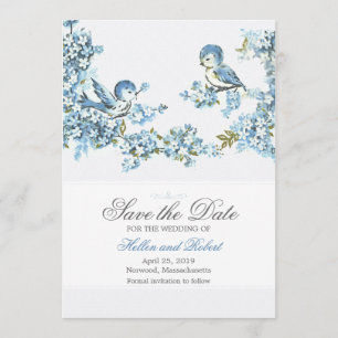 Vintager blauer Vogel-Winter Save the Date Wedding