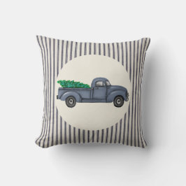 Vintager Blauer Weihnachtsbaum Truck Keuschkissen Kissen