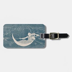 Vintager blauer weißer gepäckanhänger