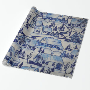 Vintager blauer/weißer geschenkpapier