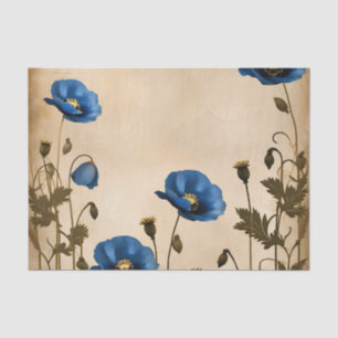 Vintager Blaumohn auf gealtertem Pergament Seidenpapier