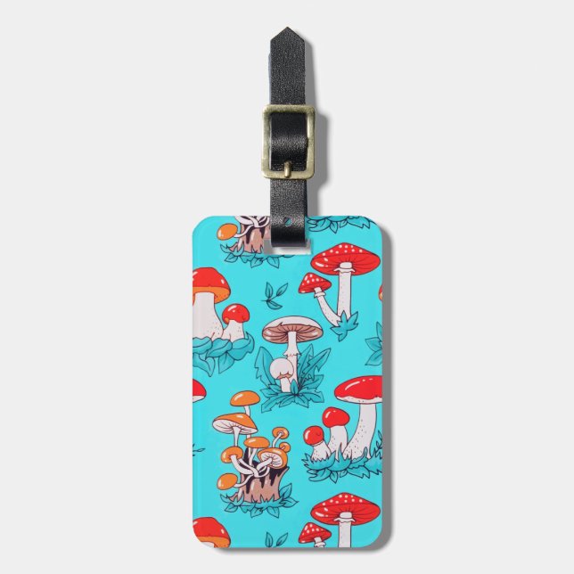 Vintager Blauwald Herbstpilz Gepäckanhänger (Vorderseite vertikal)