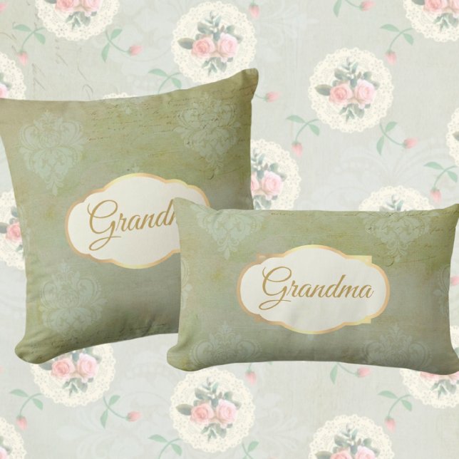 Vintager Blick Personalisiert verschleierter grüne Kissen (A charming vintage style gift for someone special...)