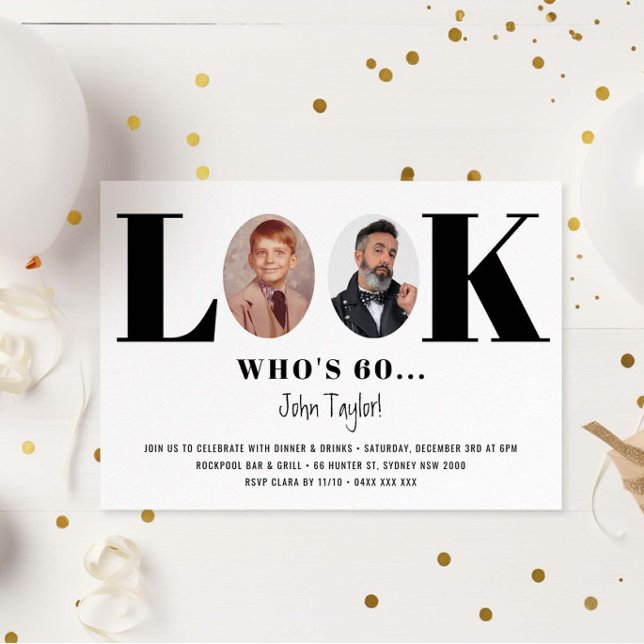 Vintager Blick Wer ist Geburtstag Foto Einladung (Von Creator hochgeladen)