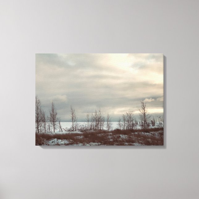 Vintager Blick Winter Beach Landschaft Art Leinwanddruck (Vorderseite)