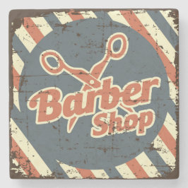 Vintager Blue Barber Shop Steinuntersetzer