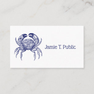 Vintager Blue Crab #1 Zeichnend Visitenkarte