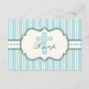 Vintager Blue Stripe Religious UAWG Response Card RSVP Karte