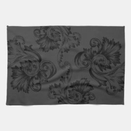 Vintager Blüh (schwarz) Geschirrtuch