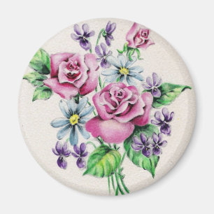 Vintager Blumen-Blumenstrauß Magnet