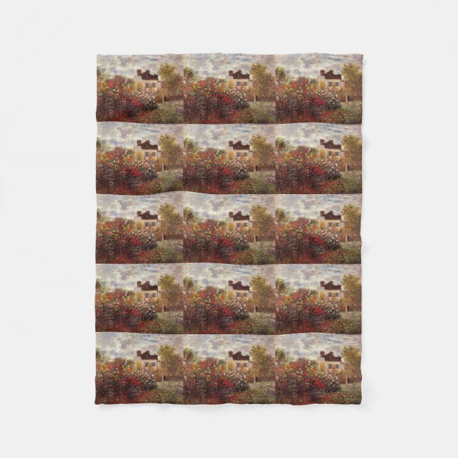 Vintager Blumen monet Garten in Argenteuil-Sonne Fleecedecke (Vorderseite)