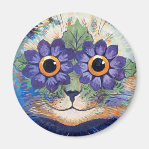 Vintager Blumen-Powerhippie-Katzen-Magnet Magnet