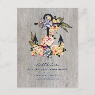 Vintager Blumenanker   sind Sie meine Einladungspostkarte