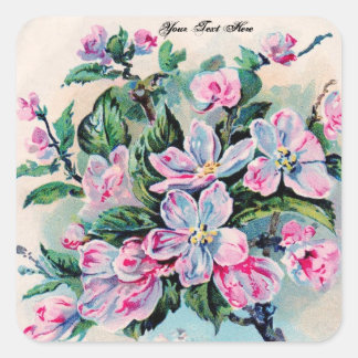 Vintager Blumenaufkleber Quadratischer Aufkleber