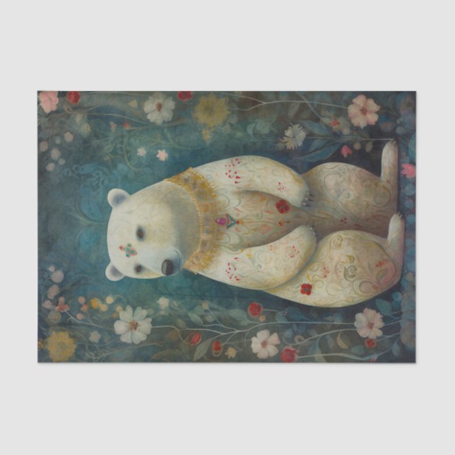 Vintager Blumenbär Seidenpapier (Vorderseite)