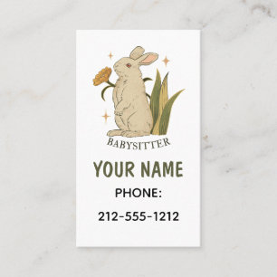 Vintager Blumenbunny Rabbit Babysitter QR-Code Visitenkarte
