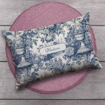 Vintager Blumenchic Blue Toile de jouy Monogram