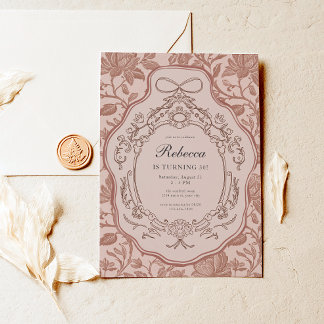 Vintager Blumencoquette Erwachsene Geburtstag Einladung