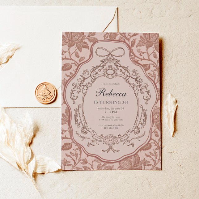 Vintager Blumencoquette Erwachsene Geburtstag Einladung (Classic Vintage Floral Birthday Invite)