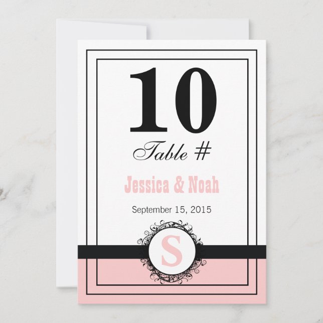 Vintager BlumenDamast Hochzeitstisch Nr. Einladung (Vorderseite)