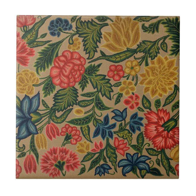 Vintager Blumendesigner Fliese (Vorderseite)